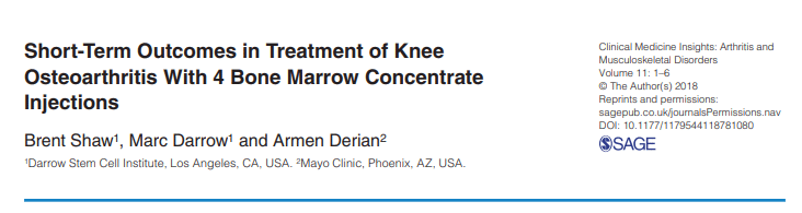 Short-Term Outcomes in Treatment of Knee Osteoarthritis With 4 Bone Marrow Concentrate Injections.