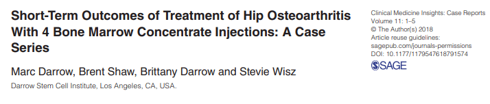 Short-Term Outcomes of Treatment of Hip Osteoarthritis With 4 Bone Marrow Concentrate Injections-A Case Series